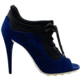 Load image into Gallery viewer, Miu Miu Blue Suede Lace Up Peep Toe Booties
