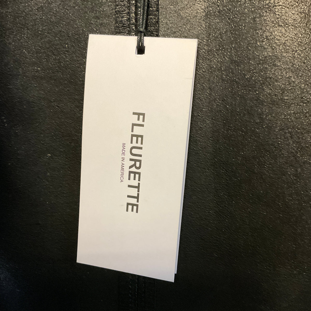 Fleurette Metallic Black Mid Length Leather Coat with Belt