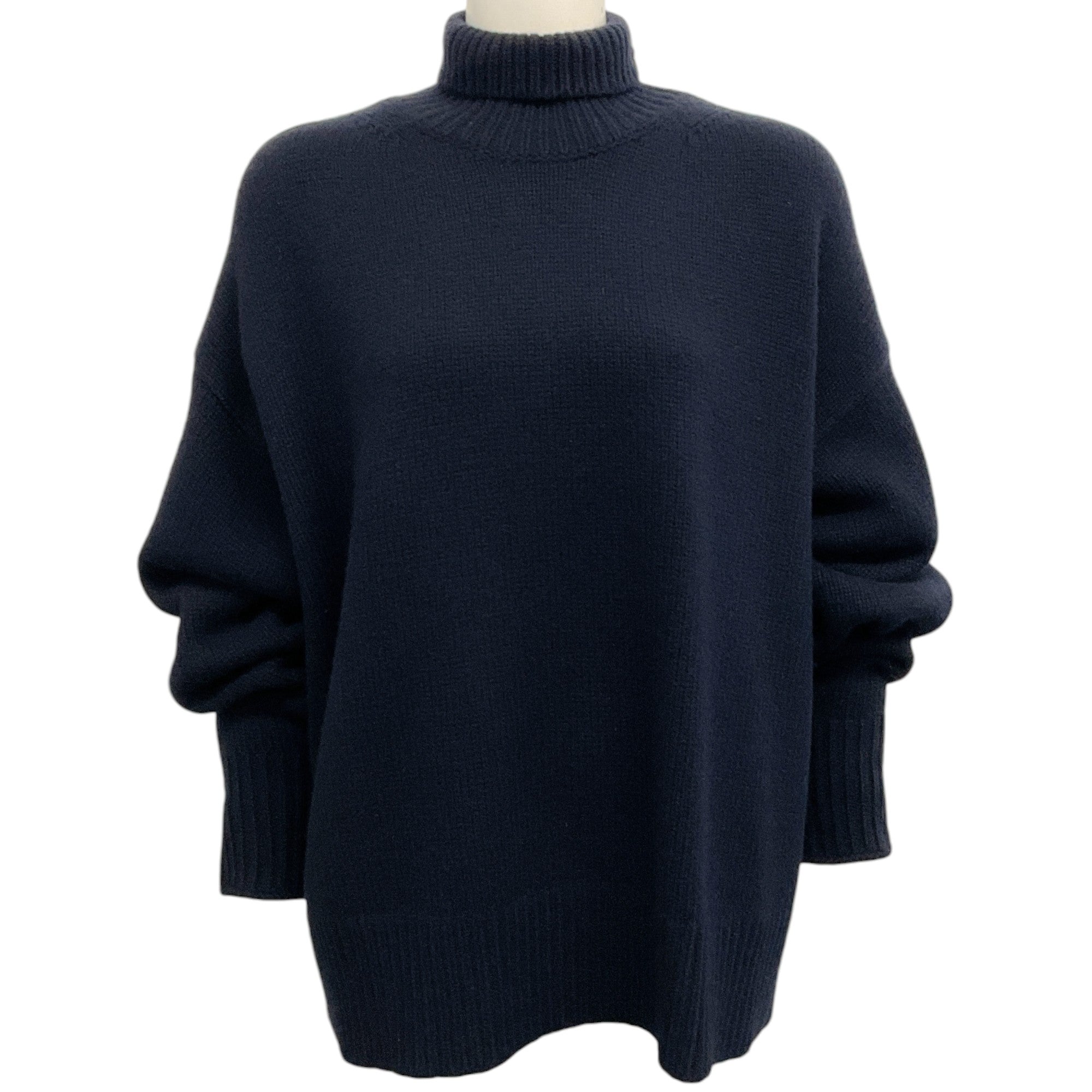 The Row Navy Blue Oversized Cashmere Turtleneck Sweater
