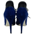 Load image into Gallery viewer, Miu Miu Blue Suede Lace Up Peep Toe Booties
