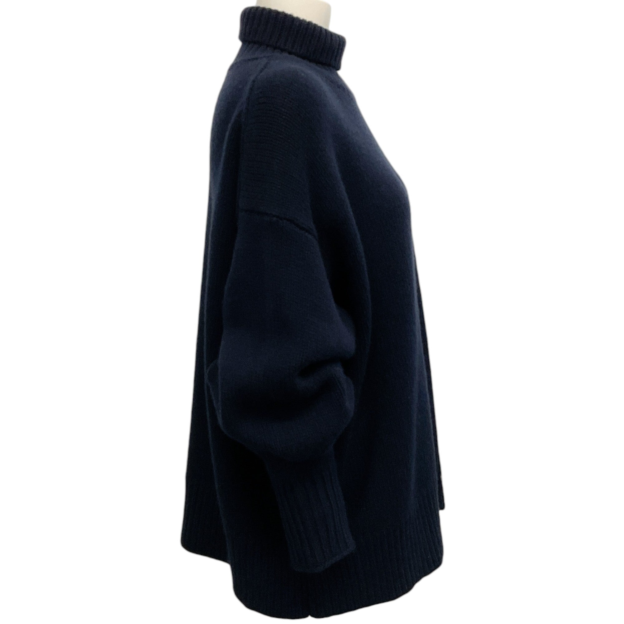 The Row Navy Blue Oversized Cashmere Turtleneck Sweater