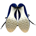 Load image into Gallery viewer, Miu Miu Blue Suede Lace Up Peep Toe Booties
