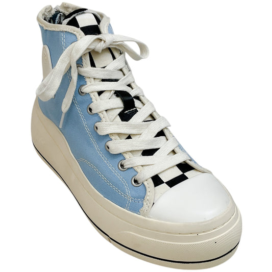 R13 Steel Blue Checkerboard Kurt High Top Sneakers
