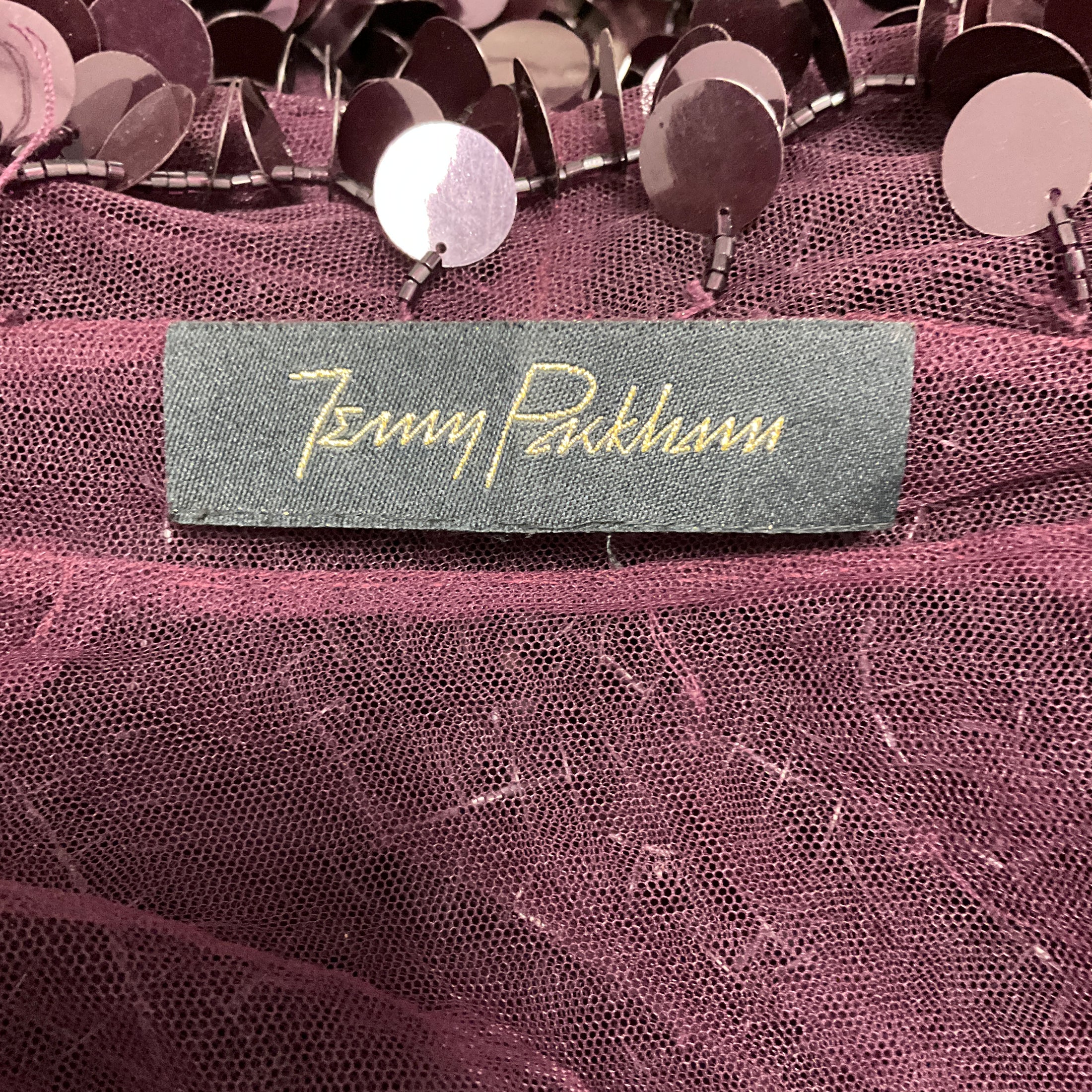 Jenny Packham Purple Sequin and Bead Embellished Mesh Tulle Jacket