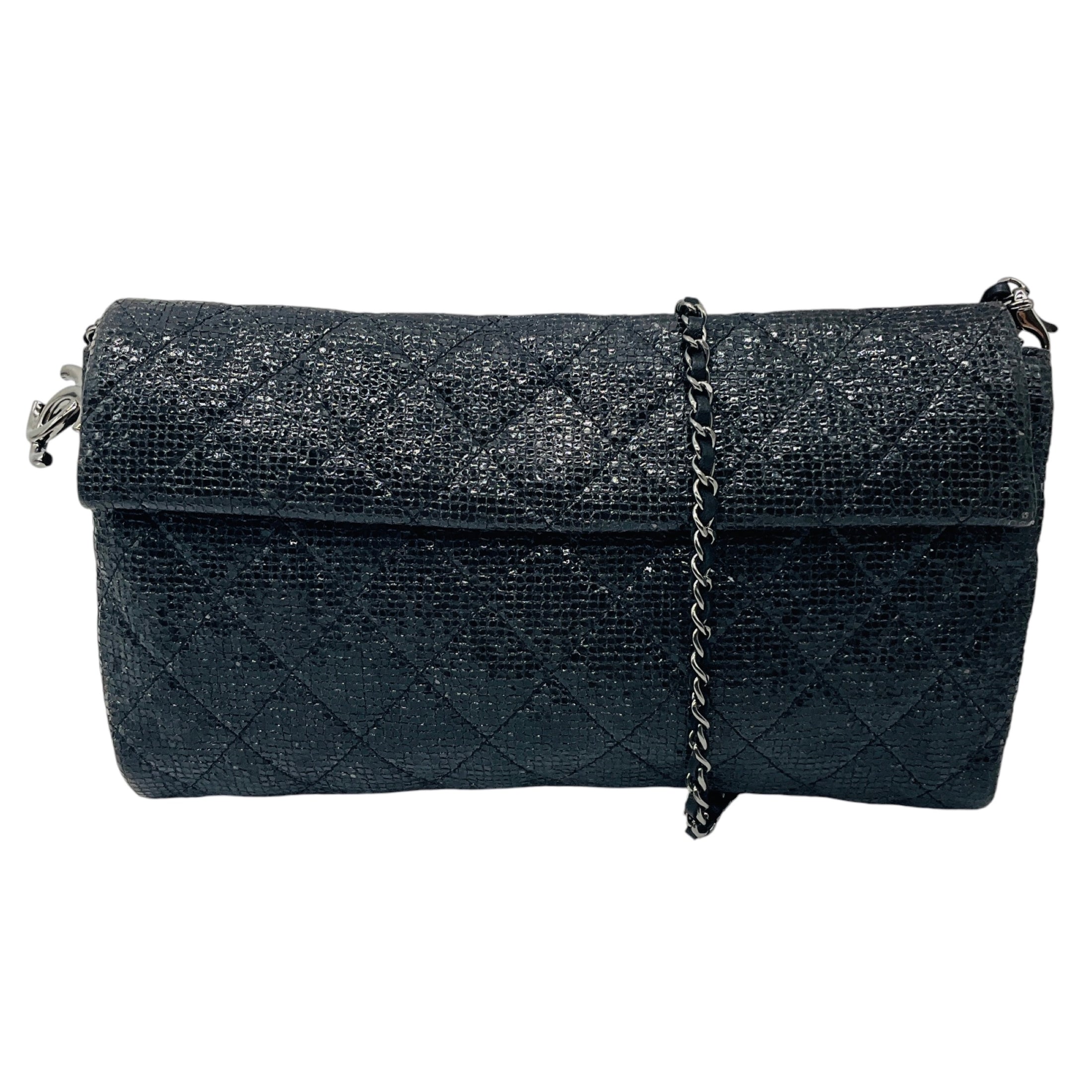 Chanel Black Calfskin Leather Limited Edition Christmas 2014 Evening Bag