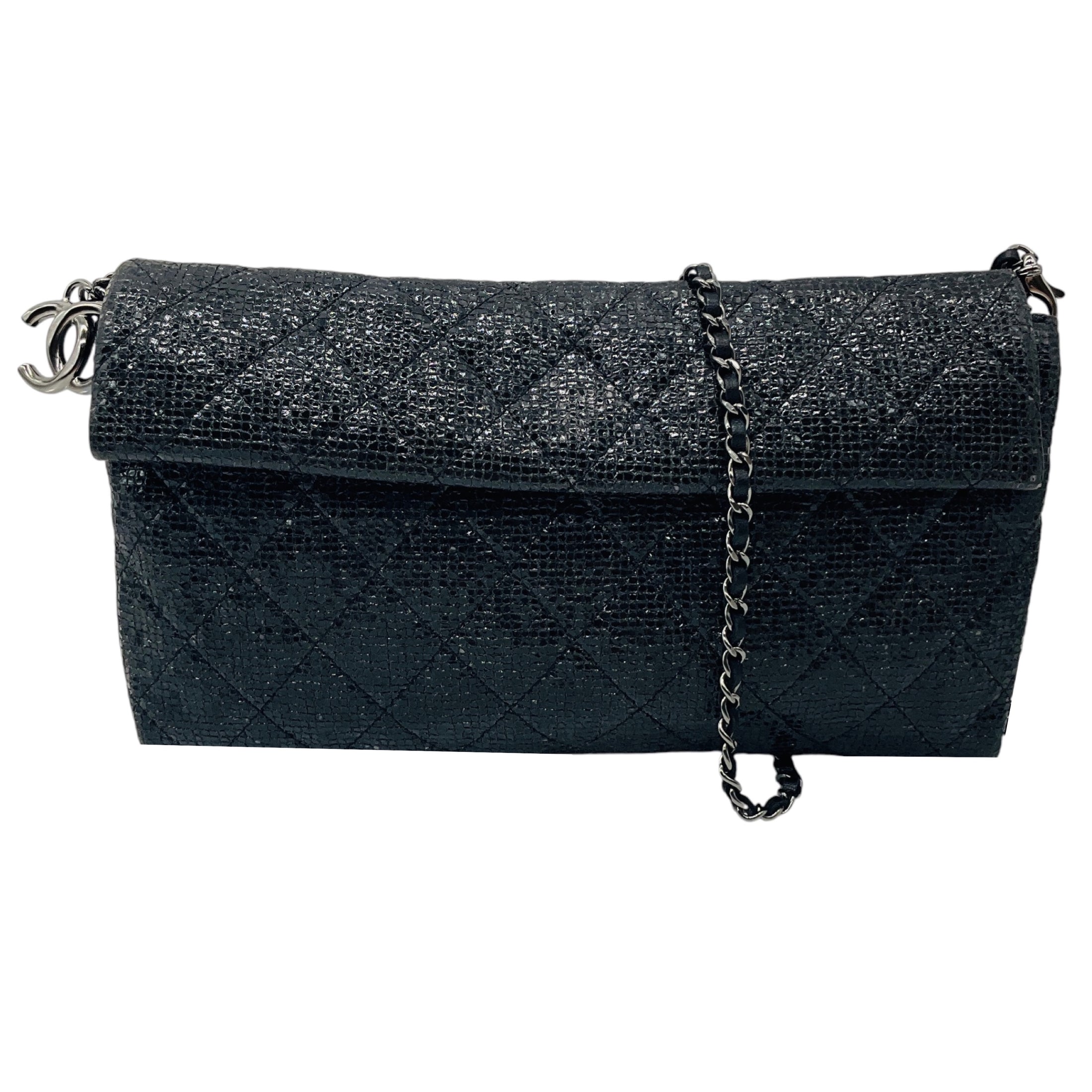Chanel Black Calfskin Leather Limited Edition Christmas 2014 Evening Bag