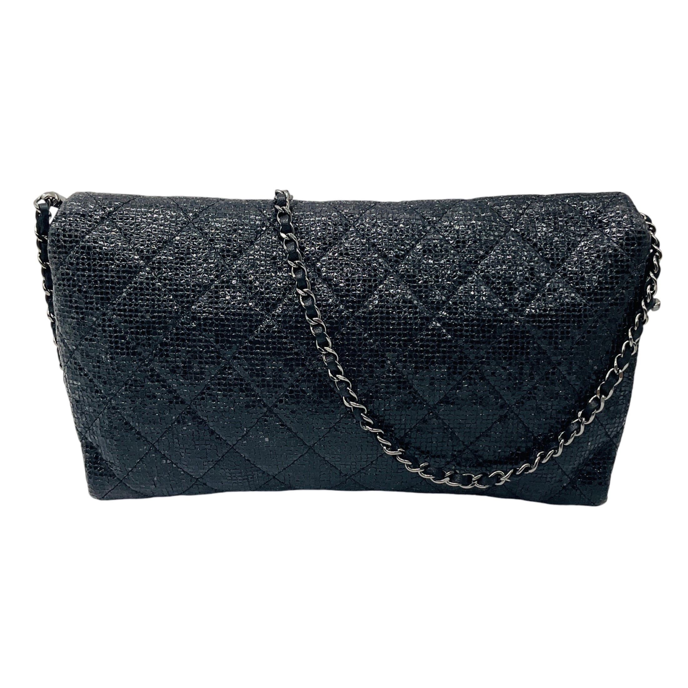 Chanel Black Calfskin Leather Limited Edition Christmas 2014 Evening Bag