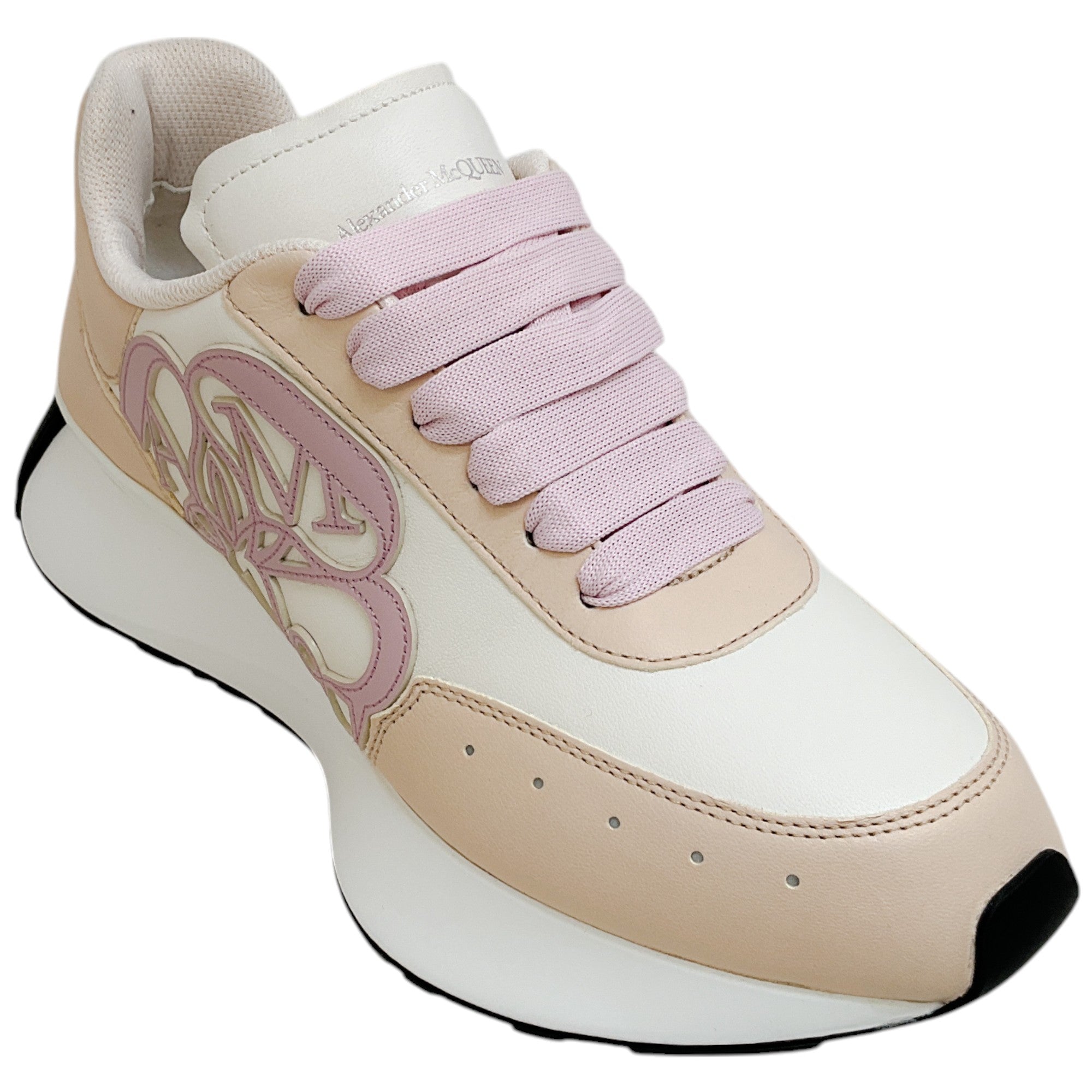 Alexander McQueen Off White / Pink / Beige Seal Sprint Runner Sneakers
