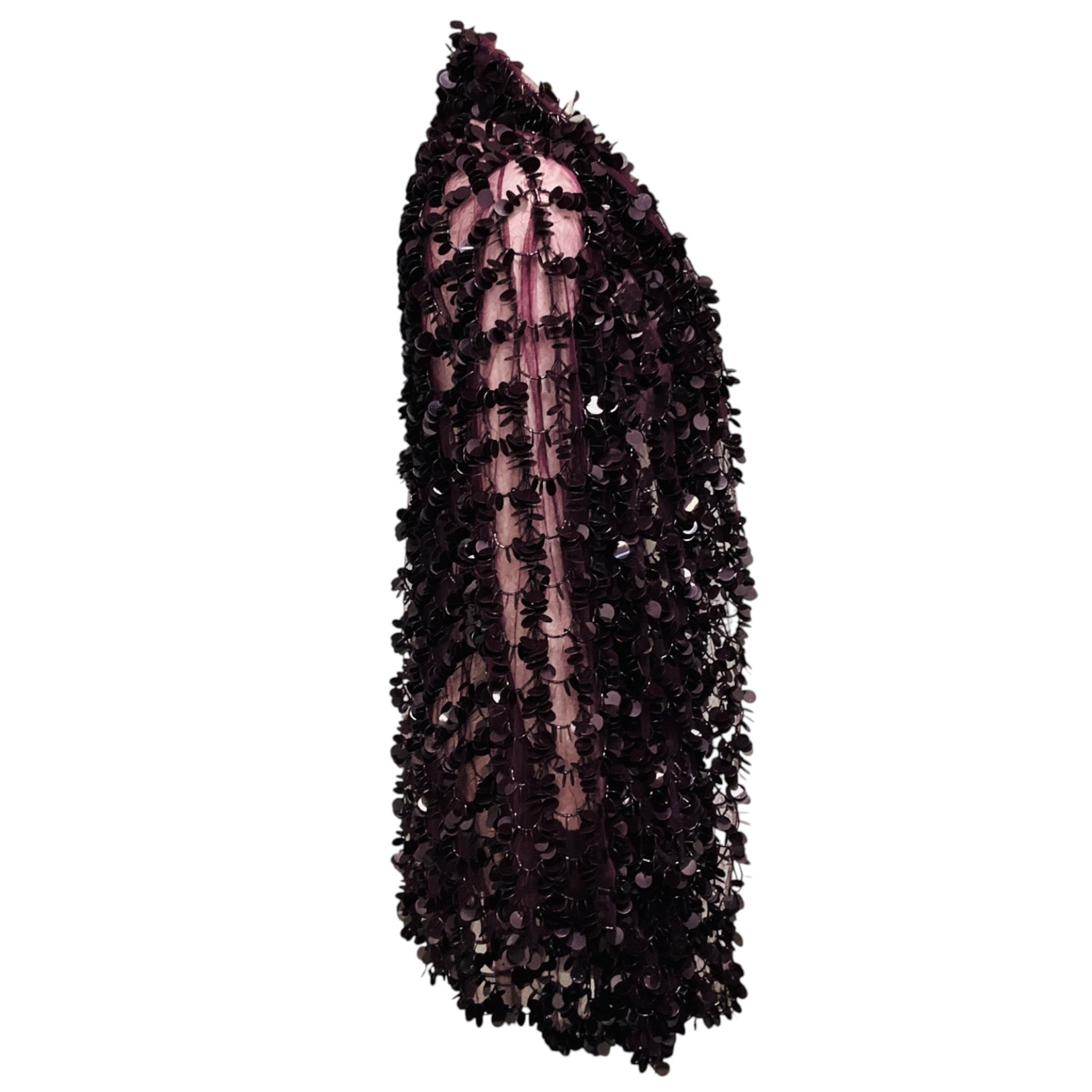 Jenny Packham Purple Sequin and Bead Embellished Mesh Tulle Jacket