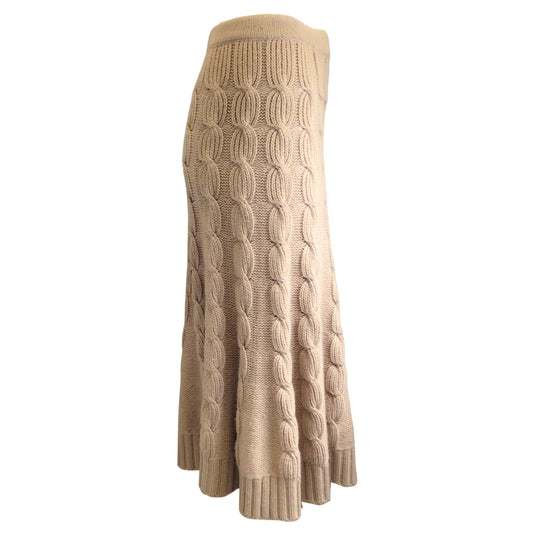 Michael Kors Collection Tan Wool and Cashmere Aran Trumpet Skirt