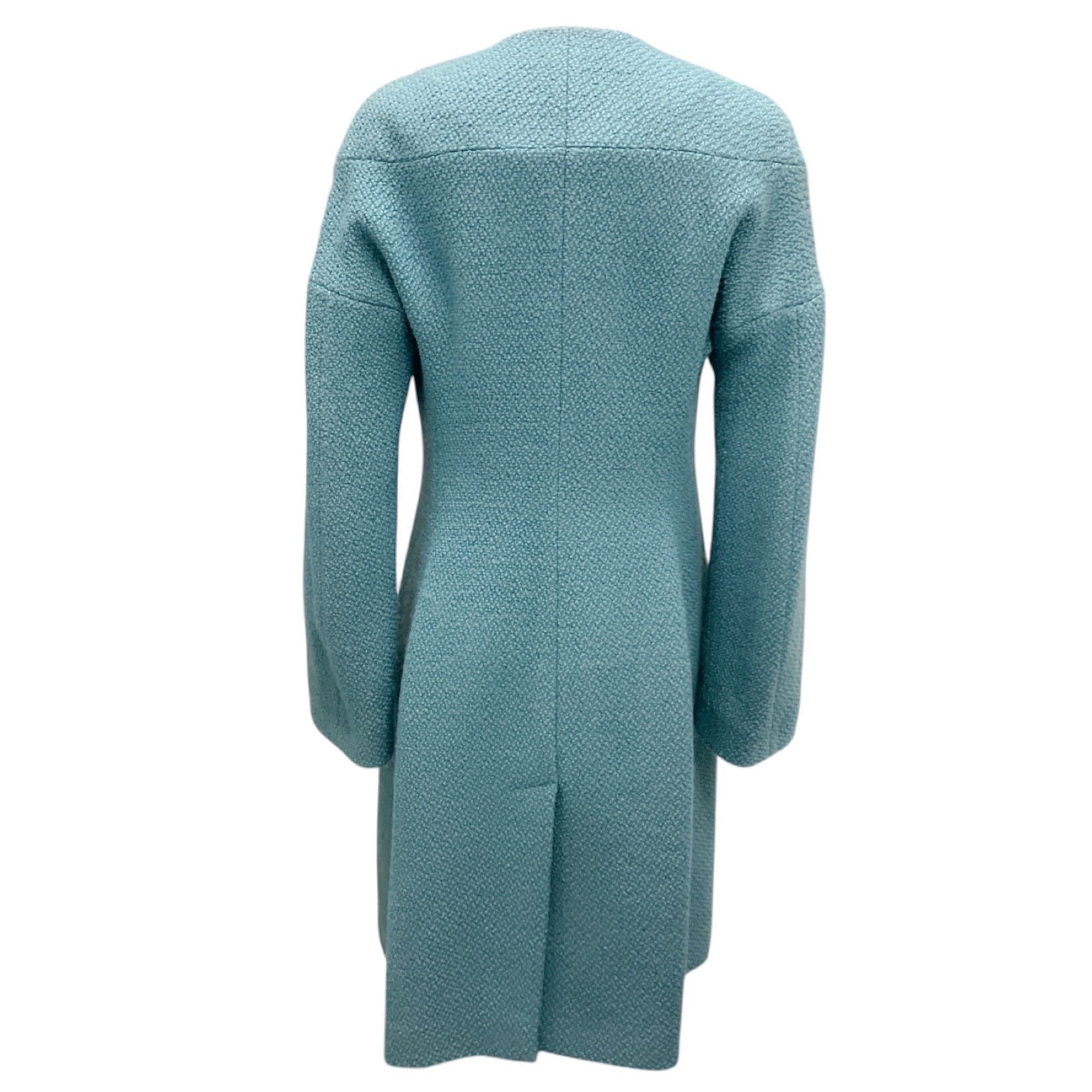 Derek Lam Blue Collarless Boucle Wool Coat