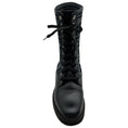 Load image into Gallery viewer, Fendi Black Leather & FF Motif Sock Knit Rockoko Combat Boots
