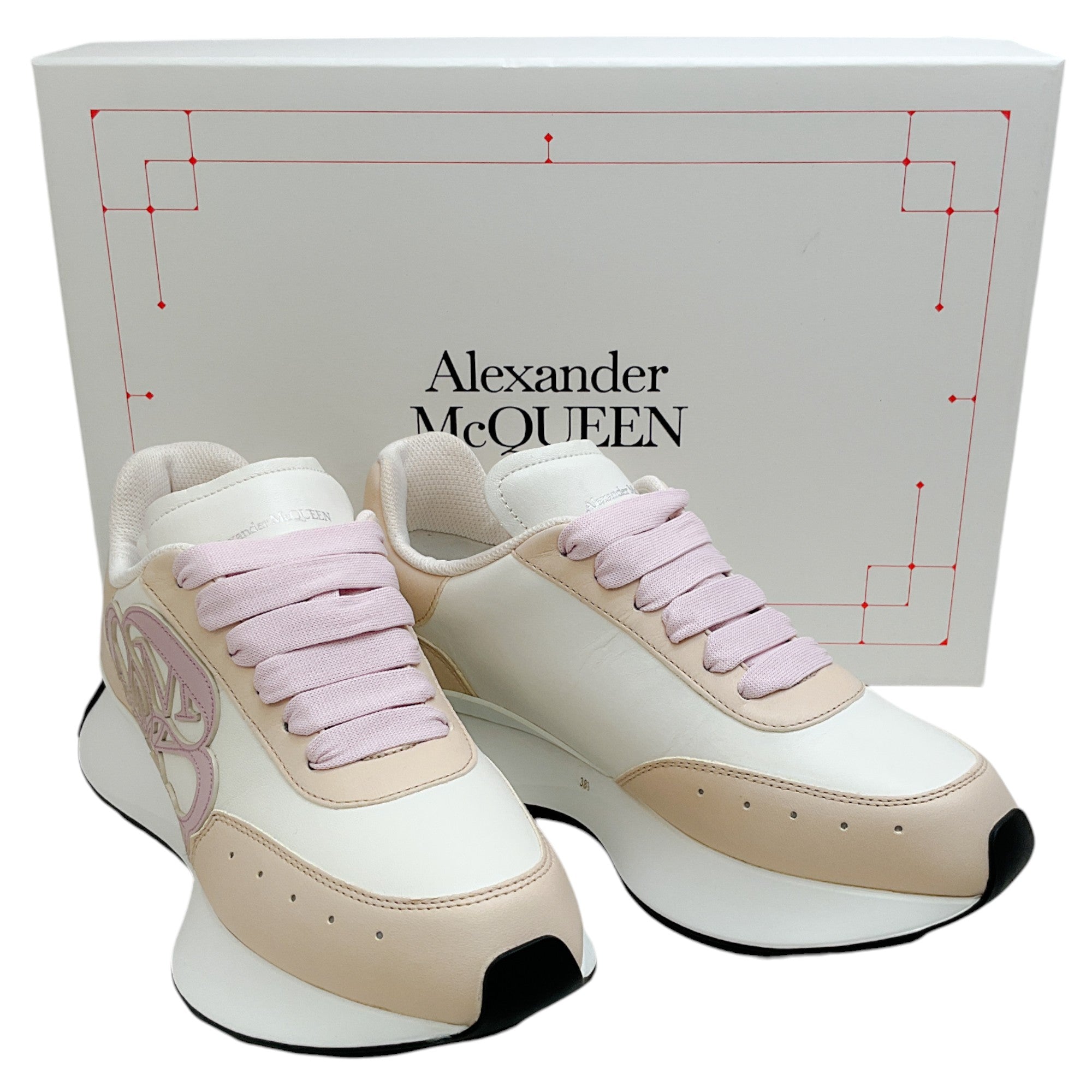 Alexander McQueen Off White / Pink / Beige Seal Sprint Runner Sneakers