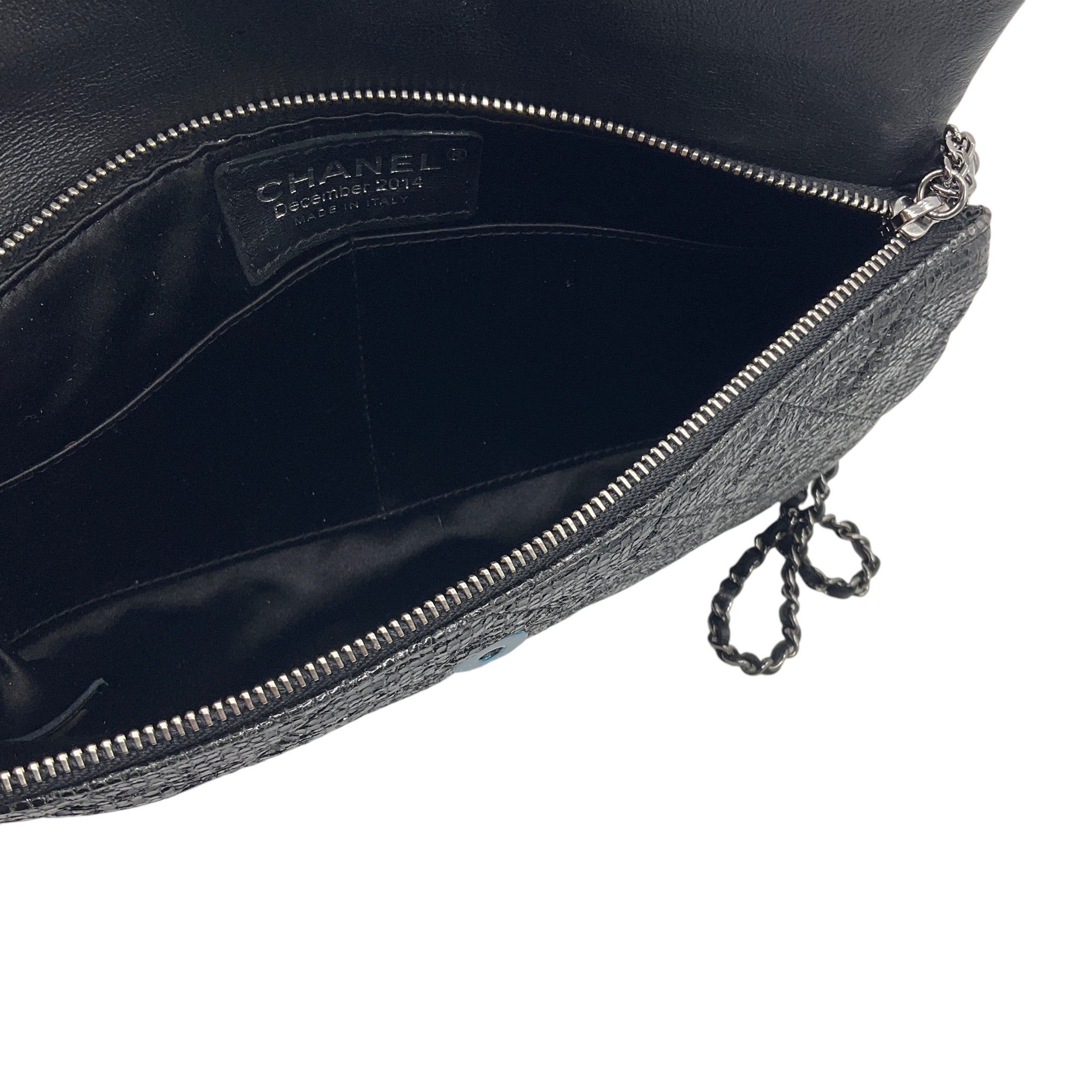 Chanel Black Calfskin Leather Limited Edition Christmas 2014 Evening Bag
