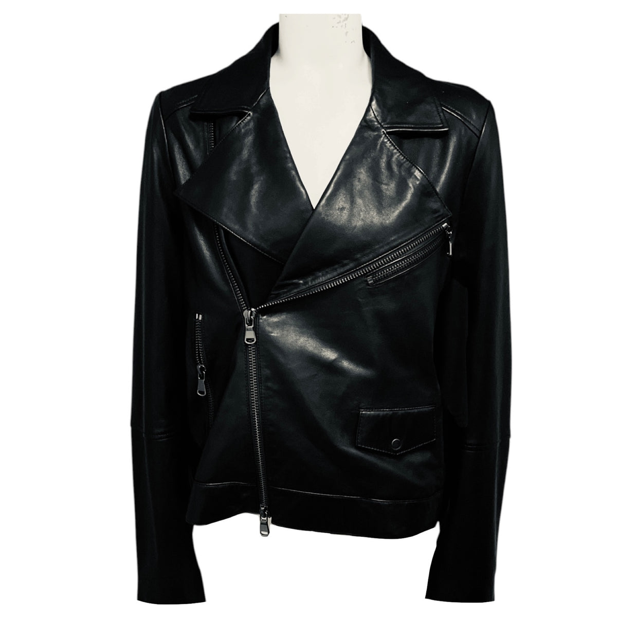 J Brand Black Letty Lamb Leather Moto Jacket
