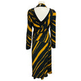 Load image into Gallery viewer, Proenza Schouler Black / Gold Striped Long Sleeved Crepe Midi Dress
