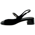 Load image into Gallery viewer, Miu Miu Black Velvet and Patent Leather Slingback Pumps With Silver Chain and Pearl Detail
