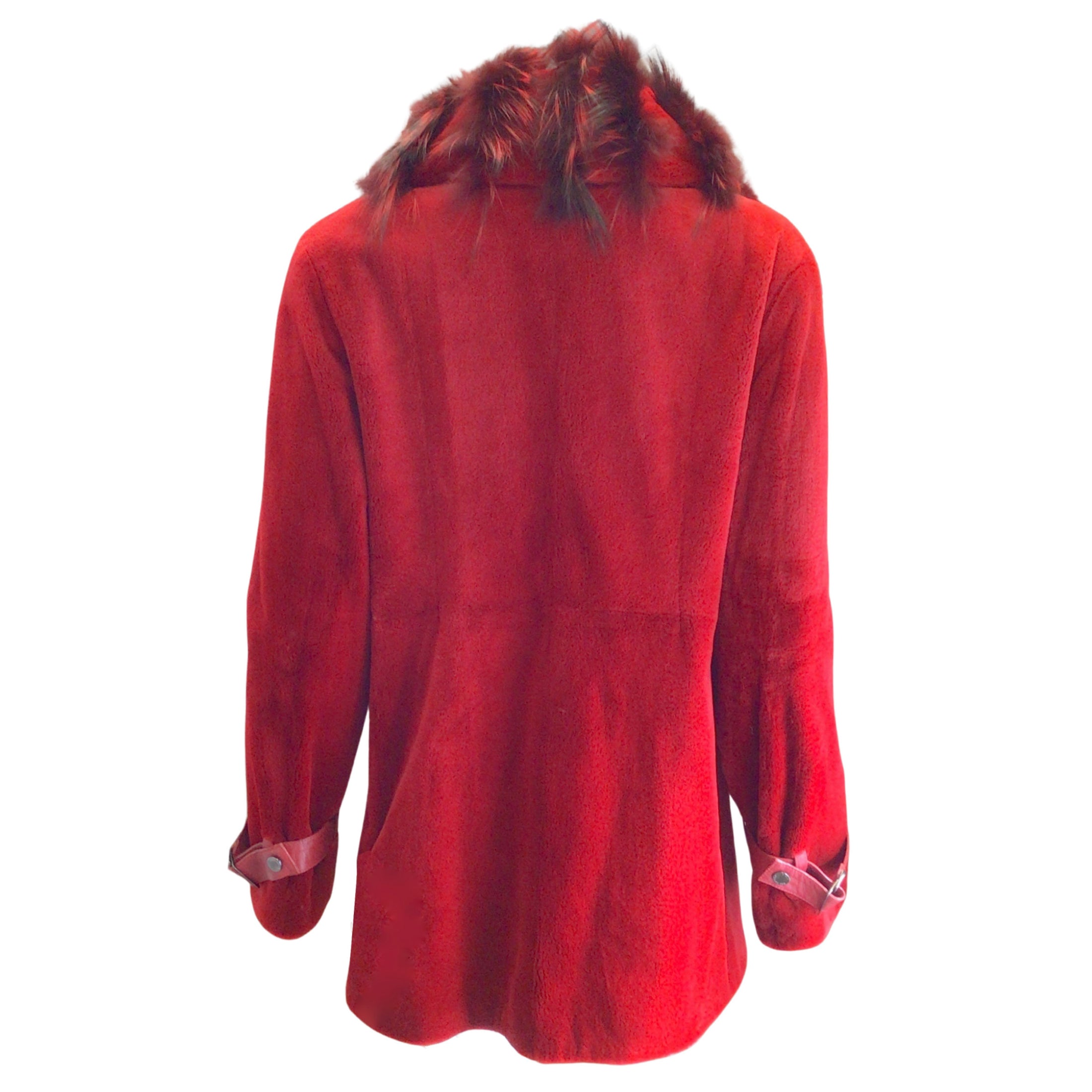 Guy Laroche Red Fox Fur Trimmed Shawl Collar Sheared Mink Fur Jacket