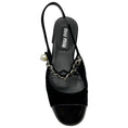 Load image into Gallery viewer, Miu Miu Black Velvet and Patent Leather Slingback Pumps With Silver Chain and Pearl Detail
