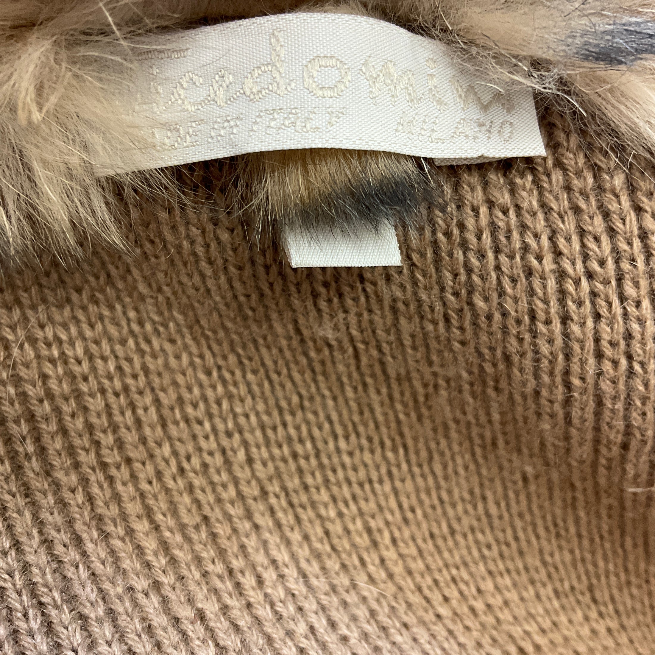 Vicedomini Tan Fur and Cashmere Knit Sweater Jacket