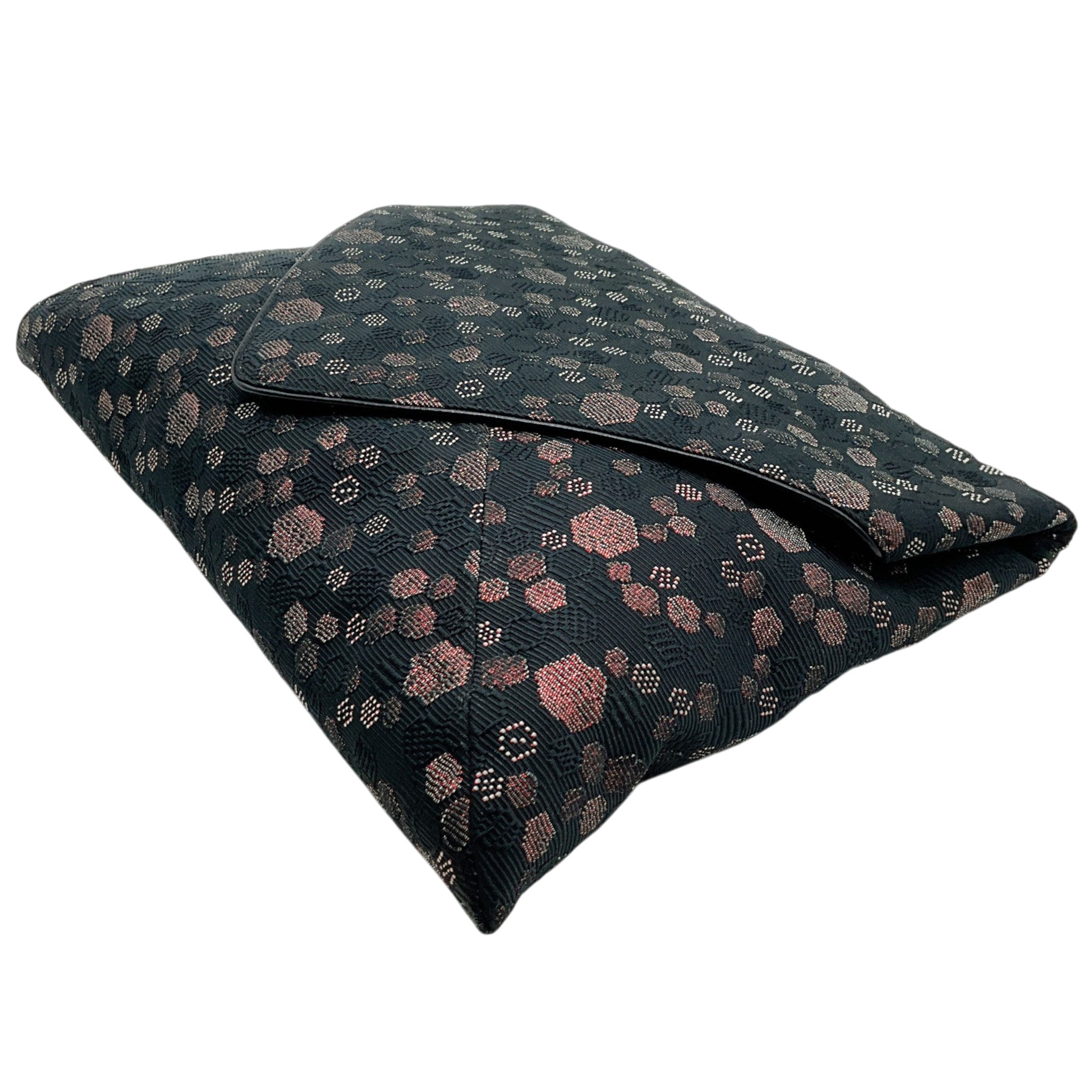 Dries Van Noten Black / Pink Leather Trimmed Jacquard Envelope Clutch