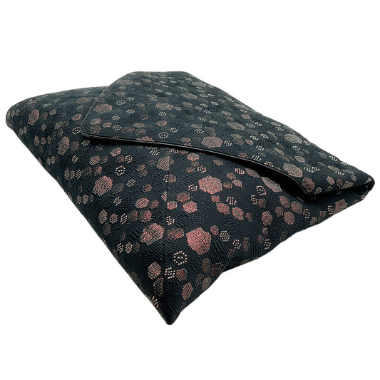 Dries Van Noten Black / Pink Leather Trimmed Jacquard Envelope Clutch