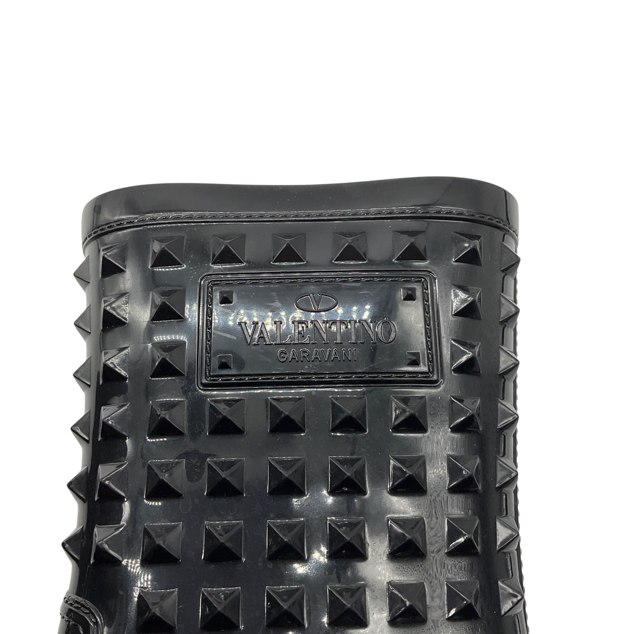 Valentino Black Rockstud Rubber Rain Boots