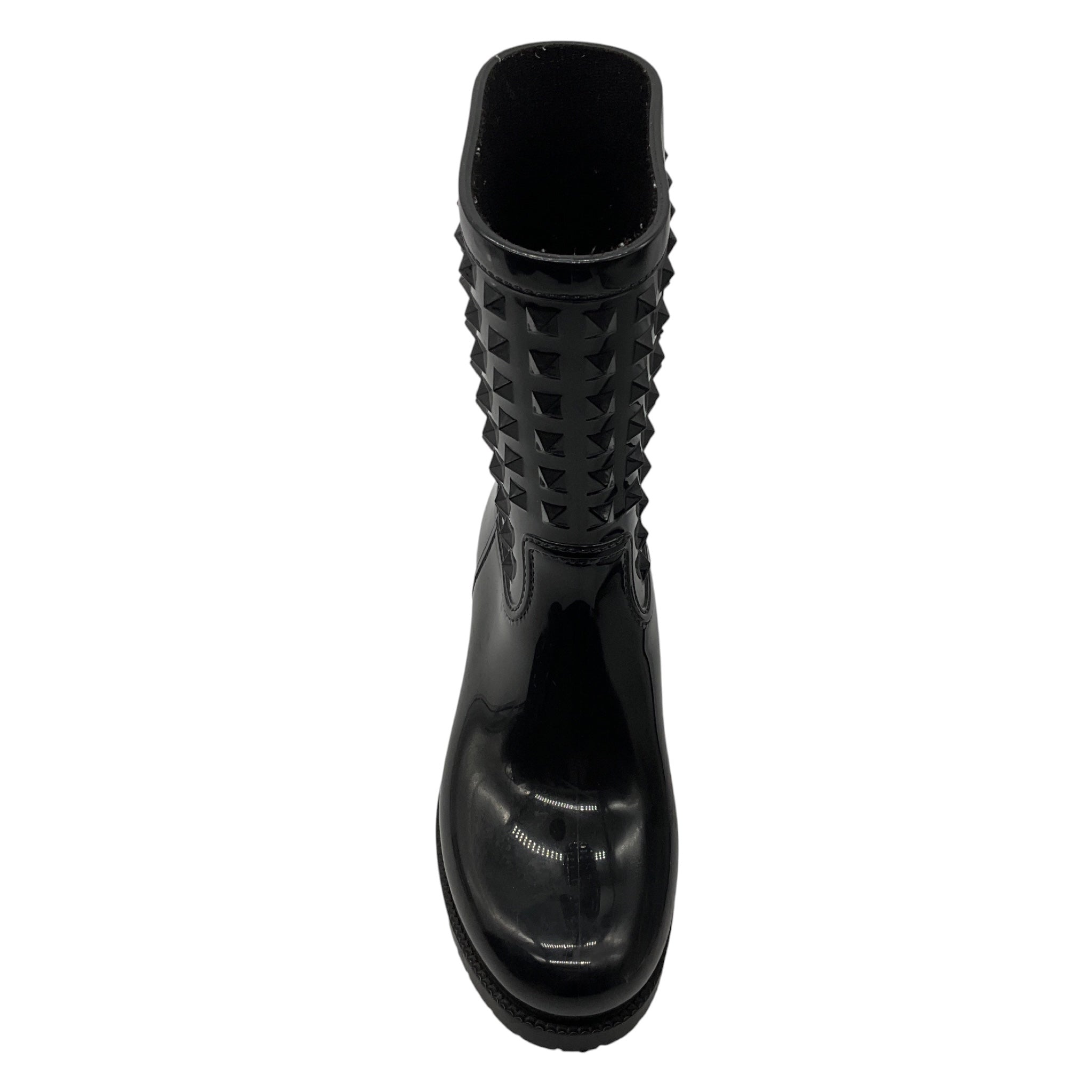 Valentino Black Rockstud Rubber Rain Boots