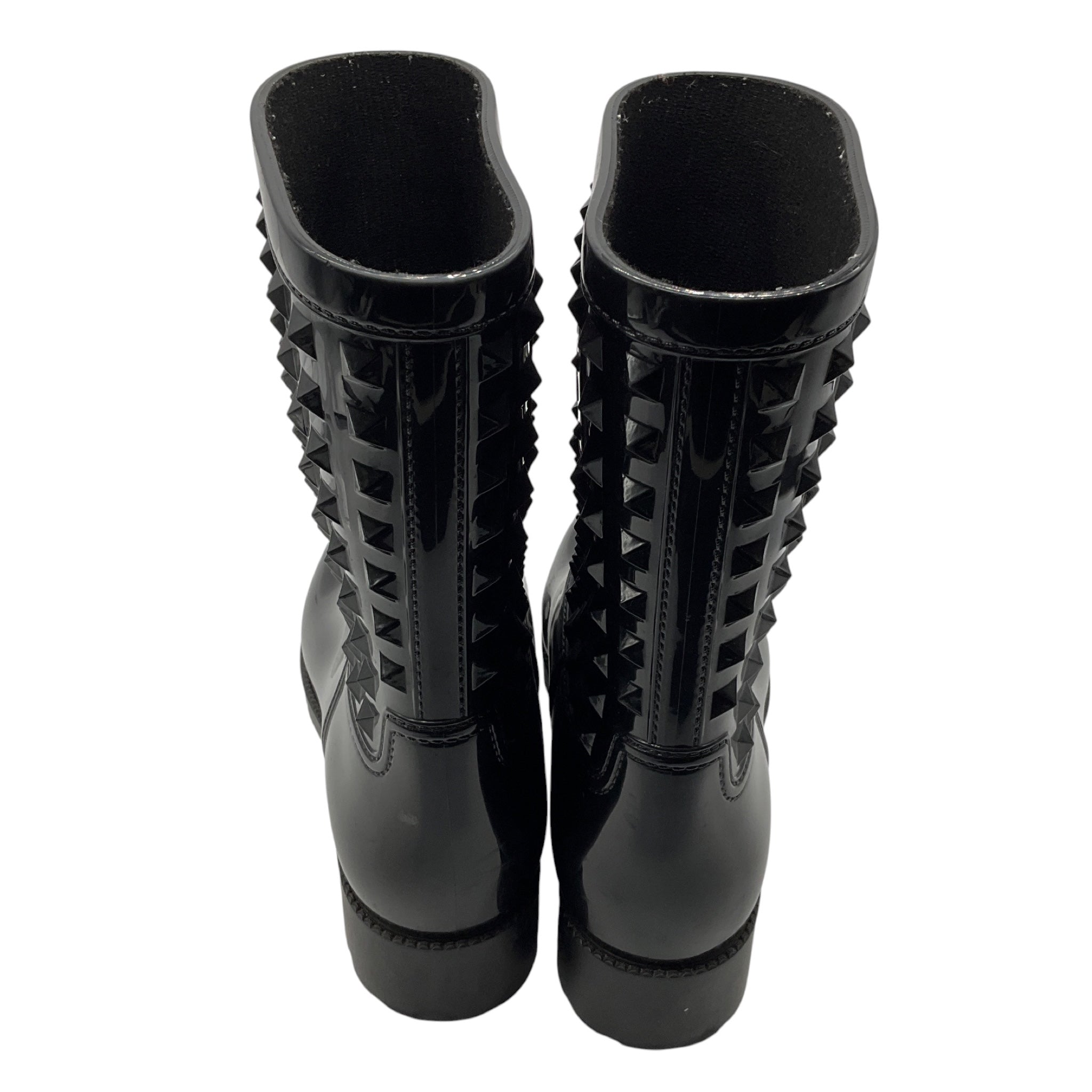 Valentino Black Rockstud Rubber Rain Boots