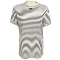 Load image into Gallery viewer, Prada White / Navy Triangle Logo Plaque Striped Cotton T-Shirt Top
