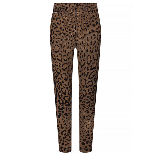 Dolce & Gabbana Brown / Black Leopard Print Skinny Denim Pants