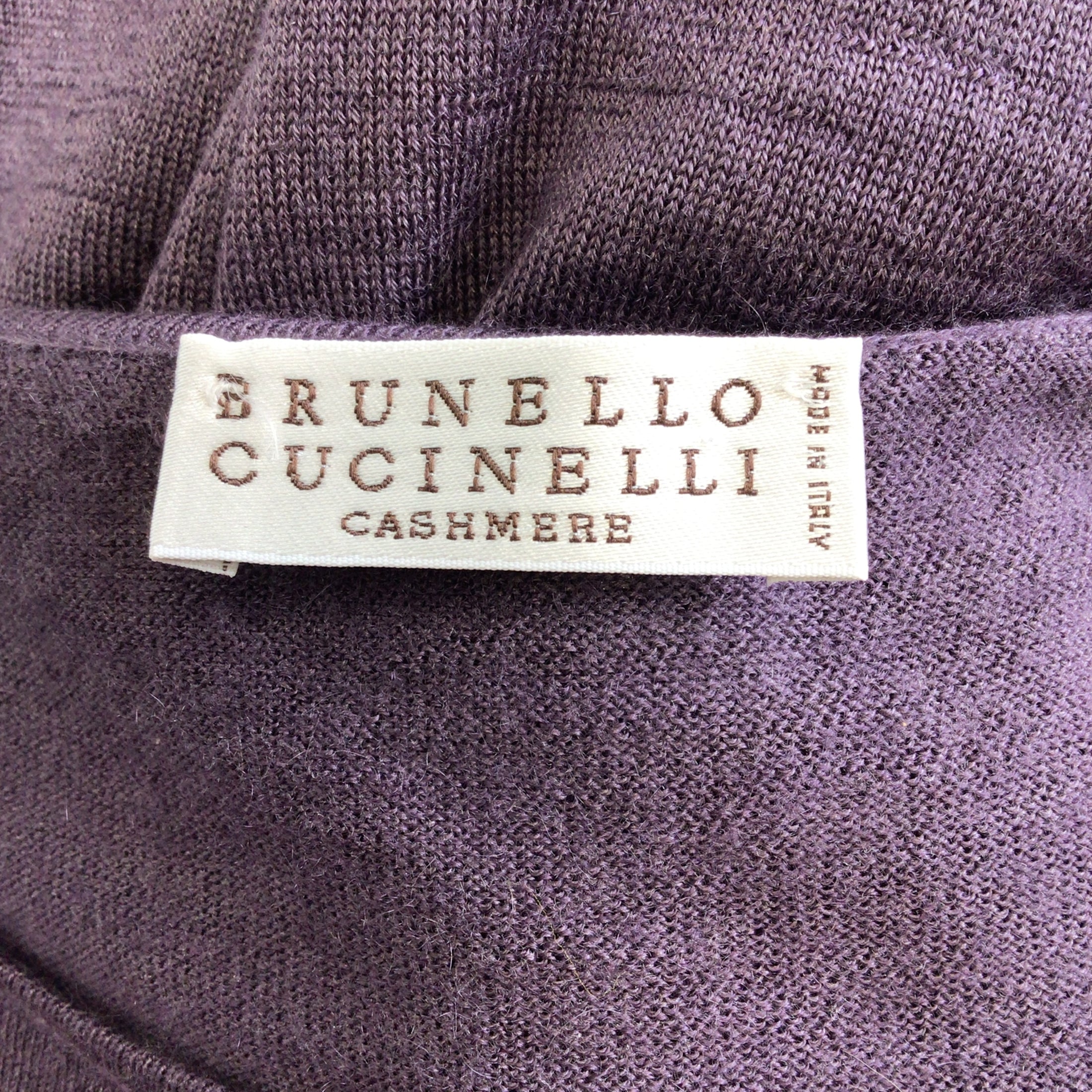 Brunello Cucinelli Purple Long Sleeved Cashmere and Silk Knit Sweater