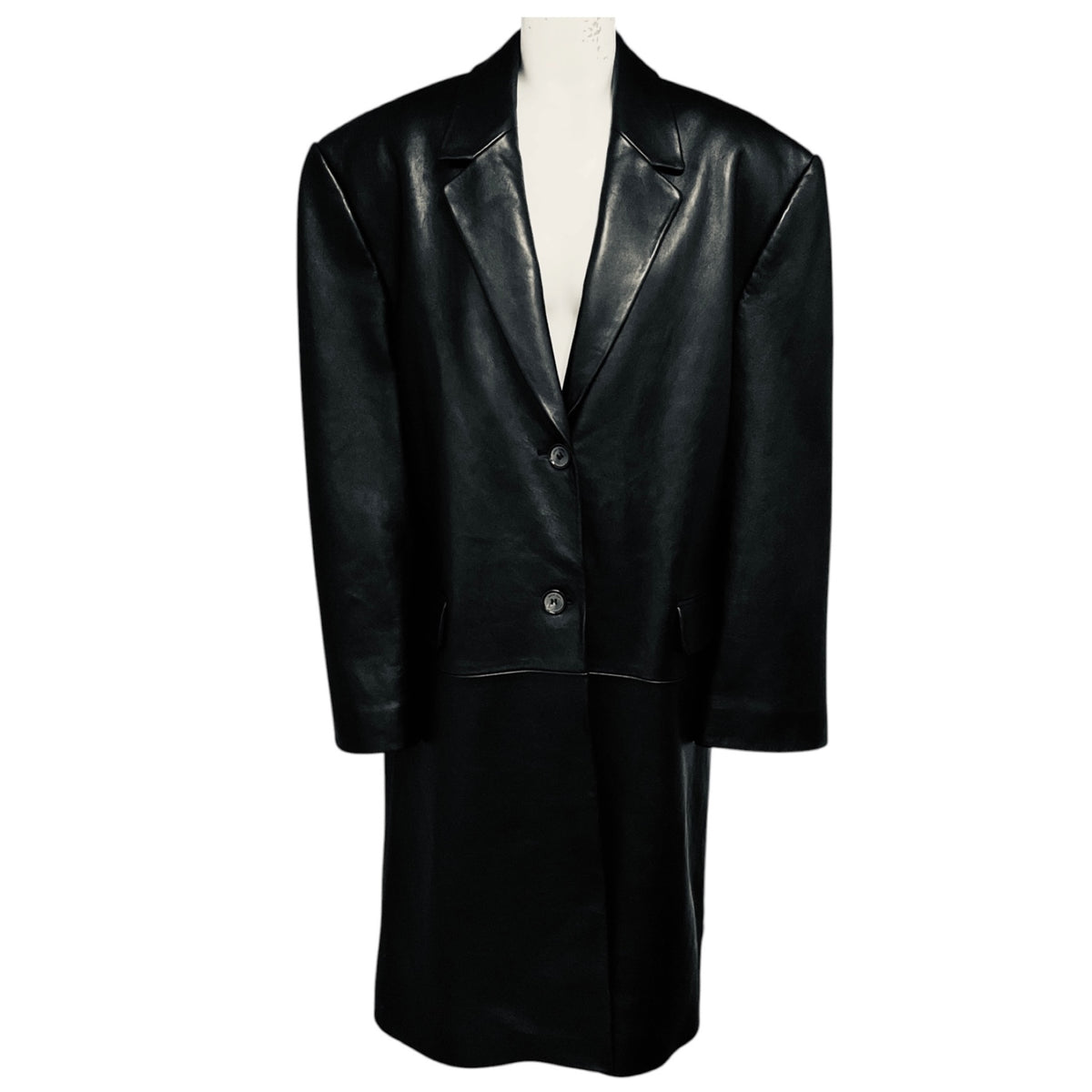 Magda Butrym Black Oversized Sheepskin Leather Coat