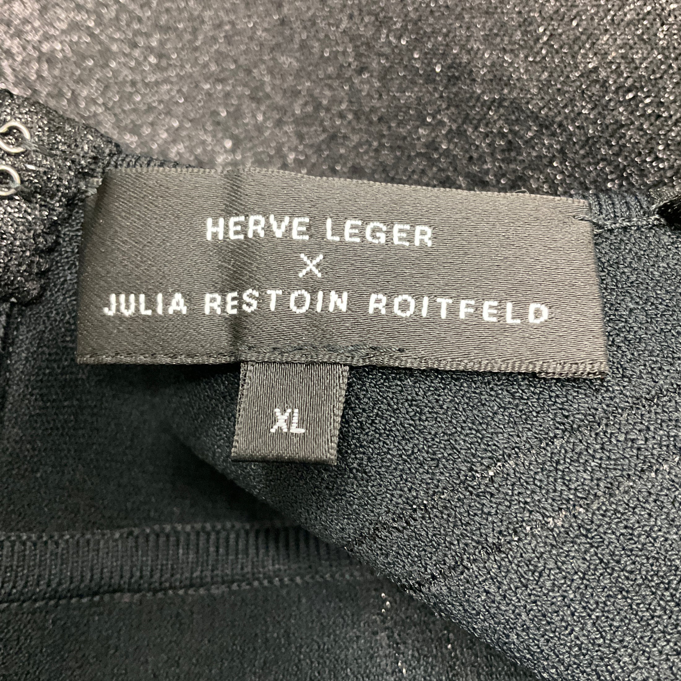 Herve Leger x Julia Restoin Roitfeld Black Stretch Knit Bandage Cocktail Dress