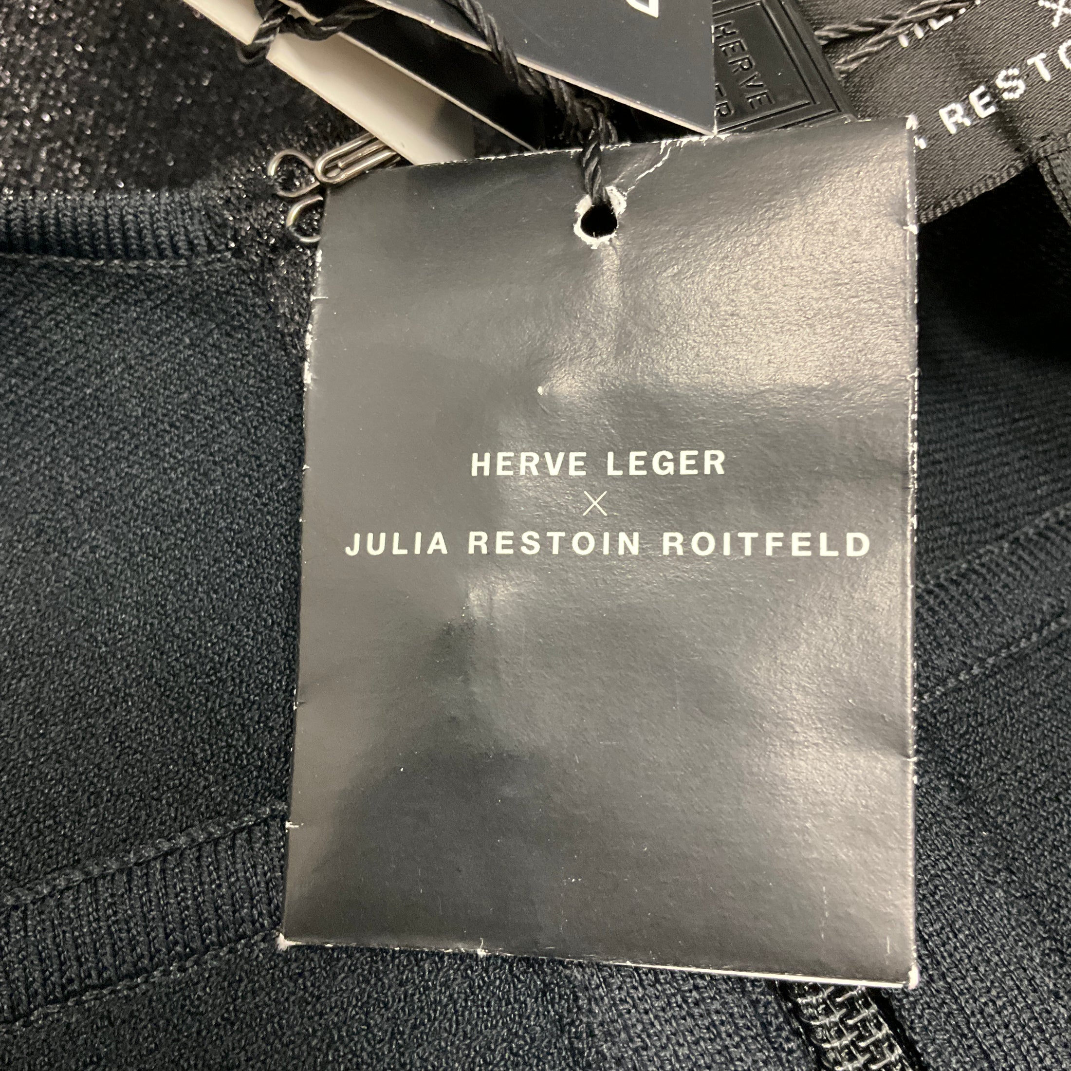 Herve Leger x Julia Restoin Roitfeld Black Stretch Knit Bandage Cocktail Dress