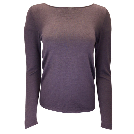Brunello Cucinelli Purple Long Sleeved Cashmere and Silk Knit Sweater
