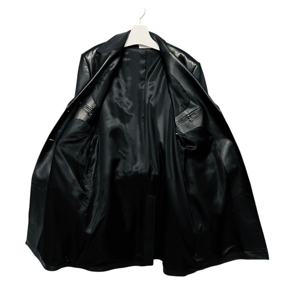 Magda Butrym Black Oversized Sheepskin Leather Coat