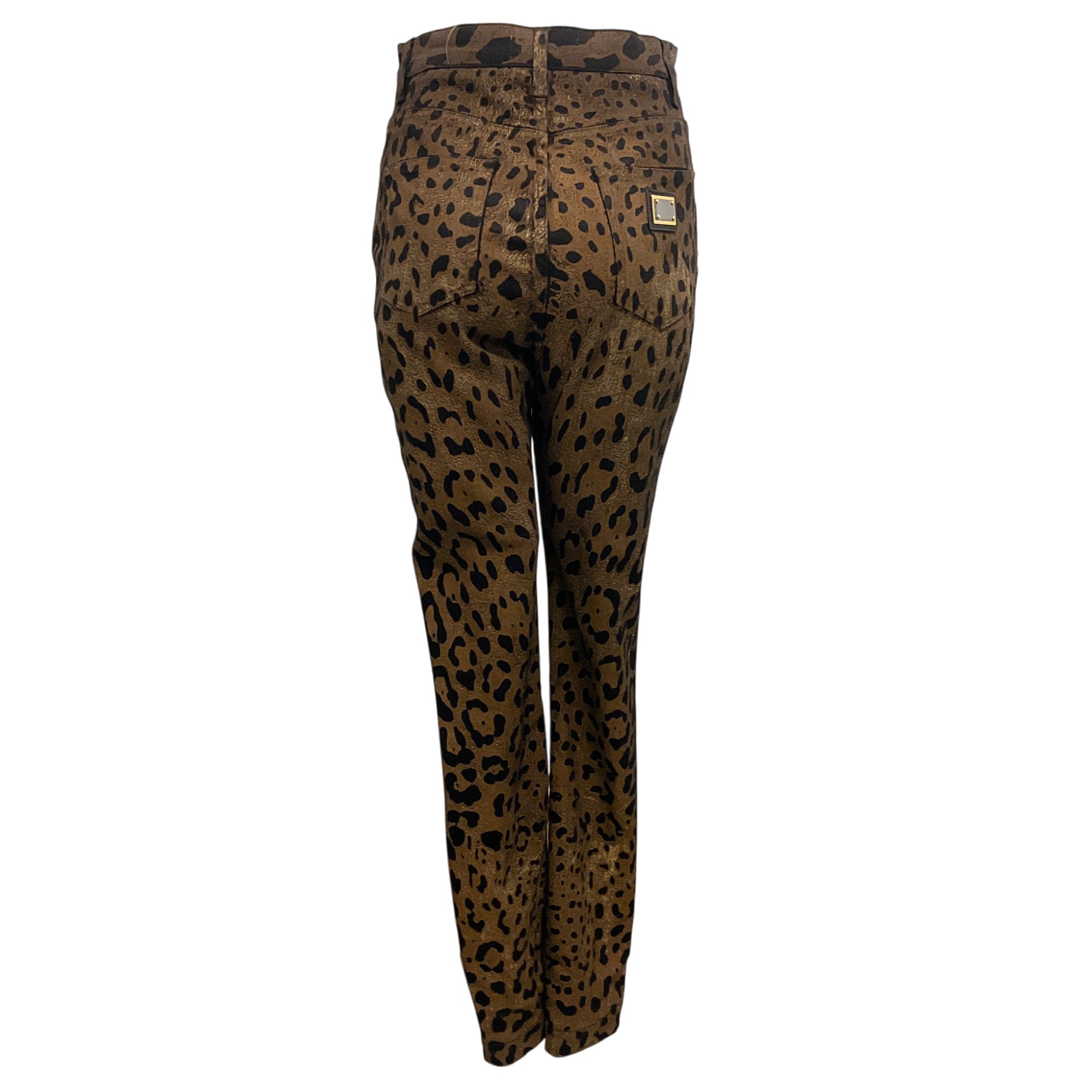 Dolce & Gabbana Brown / Black Leopard Print Skinny Denim Pants