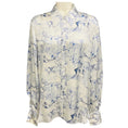 Load image into Gallery viewer, Khaite Cream / Blue Minta Graphic Print Button Front Satin Blouse
