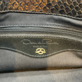 Load image into Gallery viewer, Oscar de la Renta Black Haircalf Flower Satchel with Bronze Python Handles
