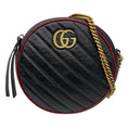 Load image into Gallery viewer, Gucci Black / Red GG Marmont Mini Round Shoulder Bag
