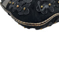 Load image into Gallery viewer, Oscar de la Renta Black Haircalf Flower Satchel with Bronze Python Handles
