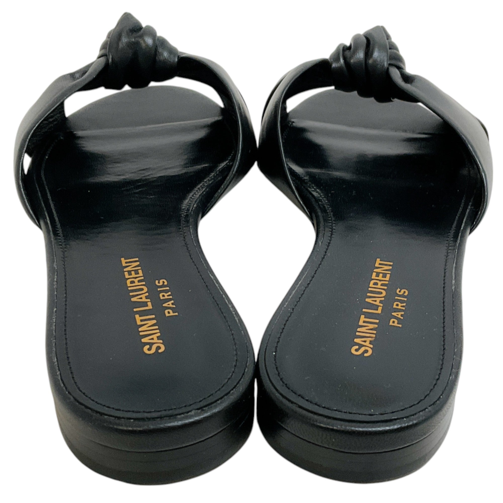 Saint Laurent Black Leather Bianca Slide Sandals