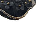 Load image into Gallery viewer, Oscar de la Renta Black Haircalf Flower Satchel with Bronze Python Handles
