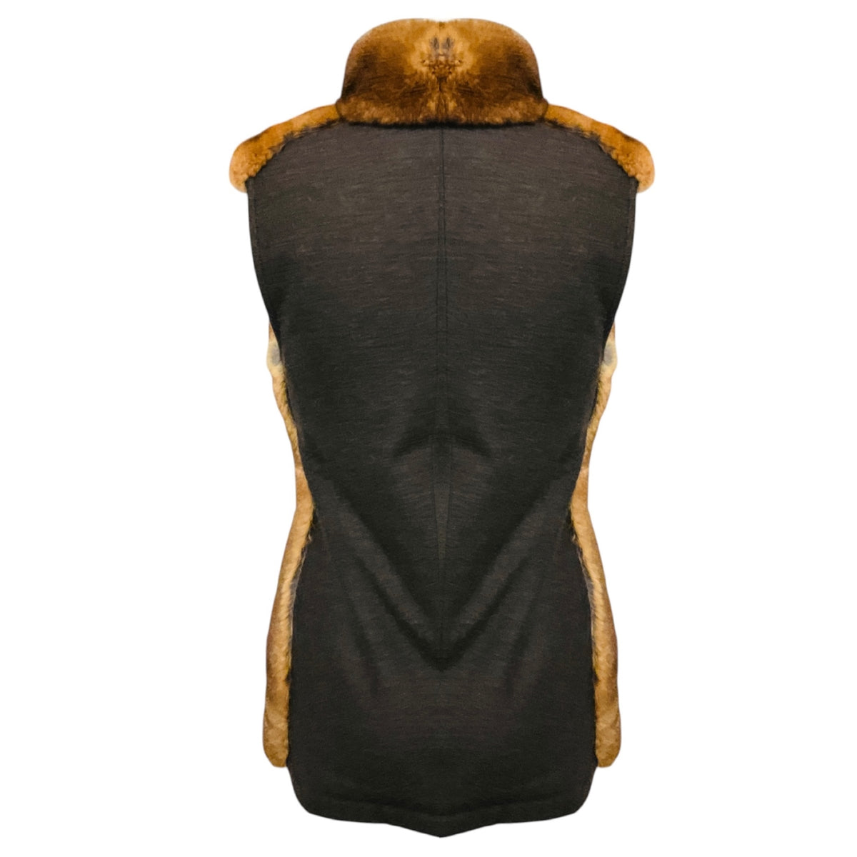 Max Mara Brown Rabbit Fur and Wool Vest