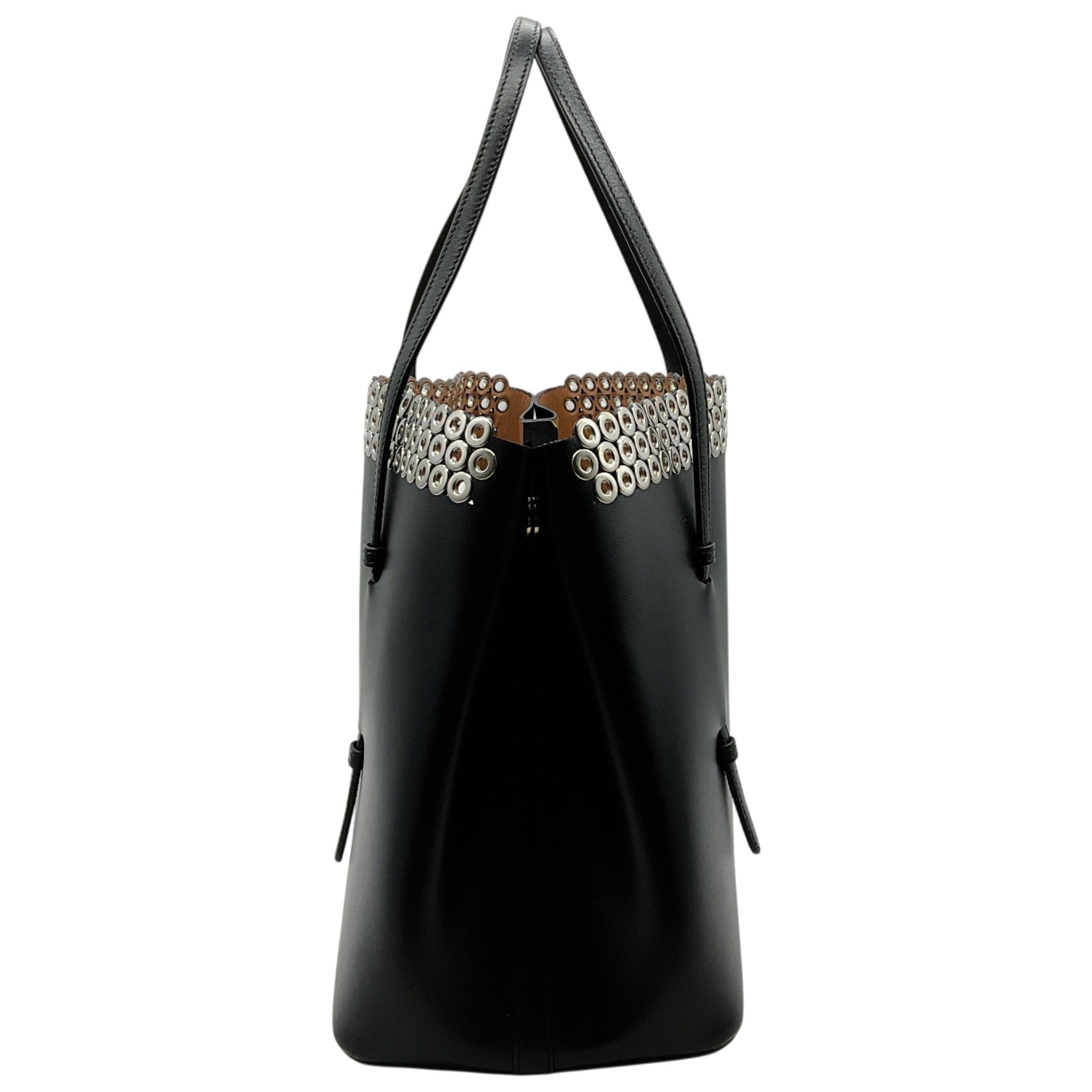 Alaïa Black Leather Eyelet Embellished Tote