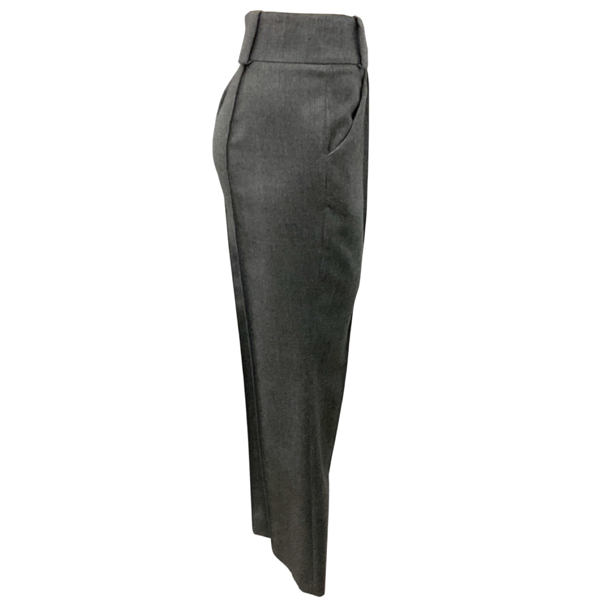 Fendi Grey Tailored Cropped Flared Wool Trousers