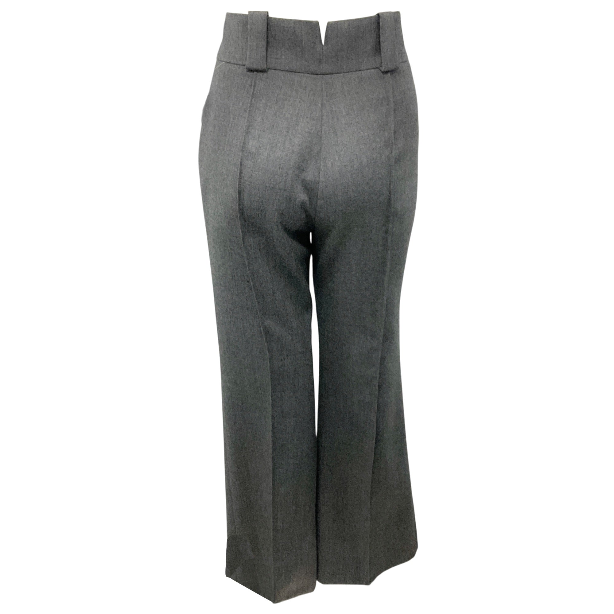 Fendi Grey Tailored Cropped Flared Wool Trousers