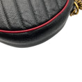 Load image into Gallery viewer, Gucci Black / Red GG Marmont Mini Round Shoulder Bag
