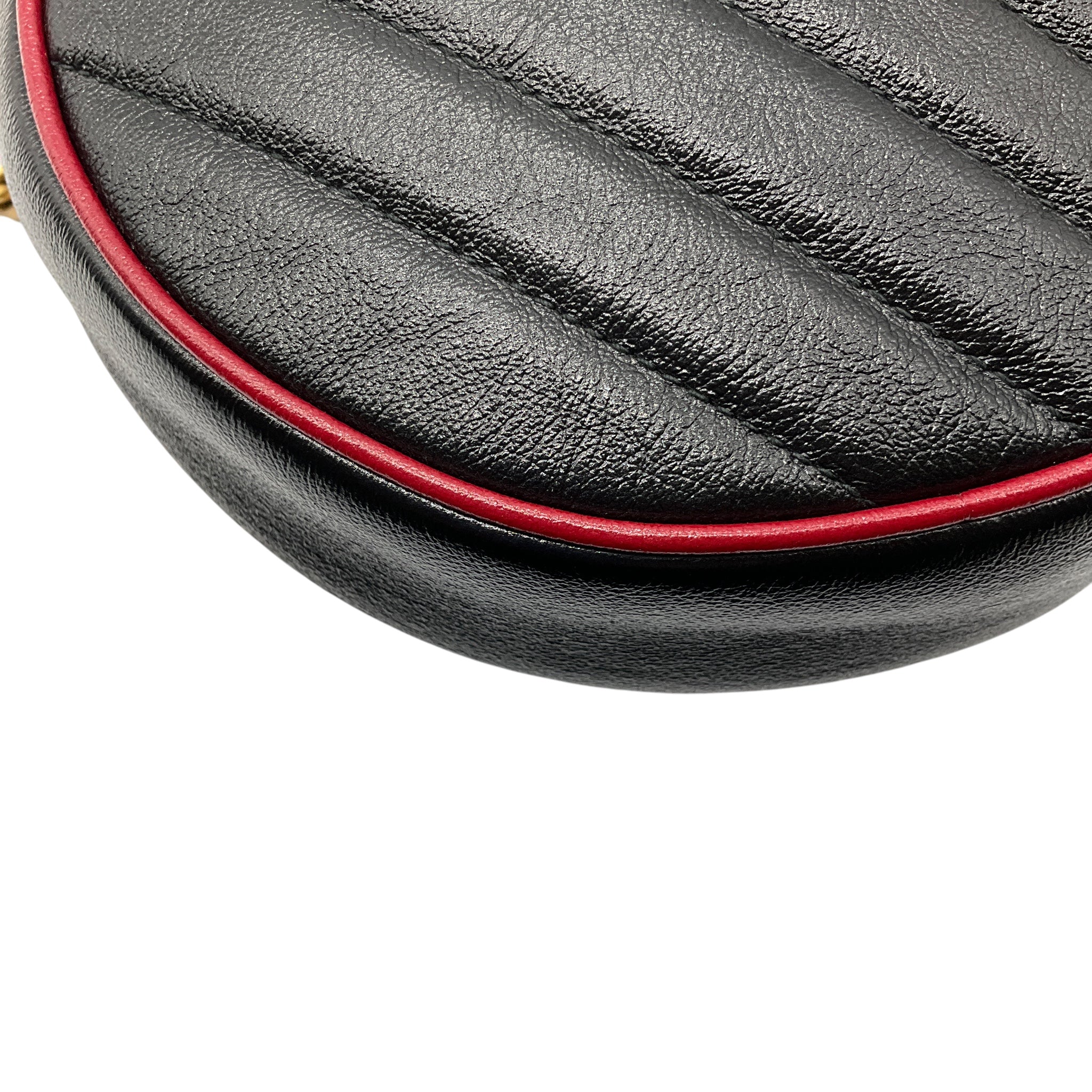 Gucci Black / Red GG Marmont Mini Round Shoulder Bag